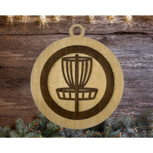 DISC GOLF Discgolf Basket Laser Engraved Christmas Ornament Discgolfer Gift - Picture 3 of 3